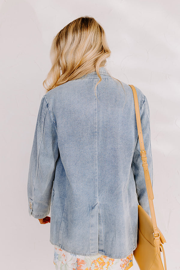 Back To You Denim Blazer In Medium Wash