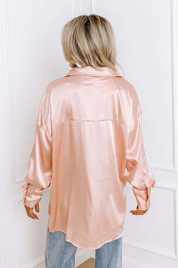 Siren Song Satin Shift Top In Peach