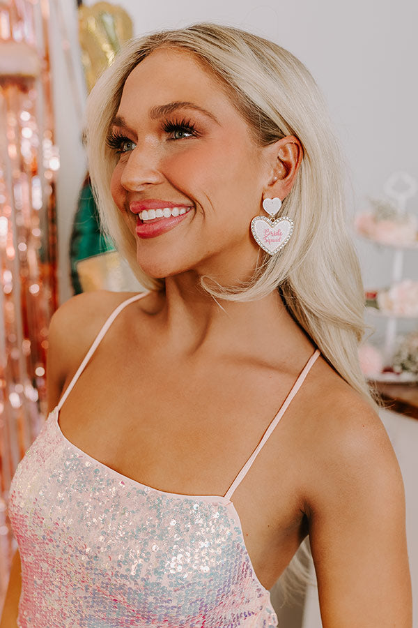 Bride Squad Earrings In White