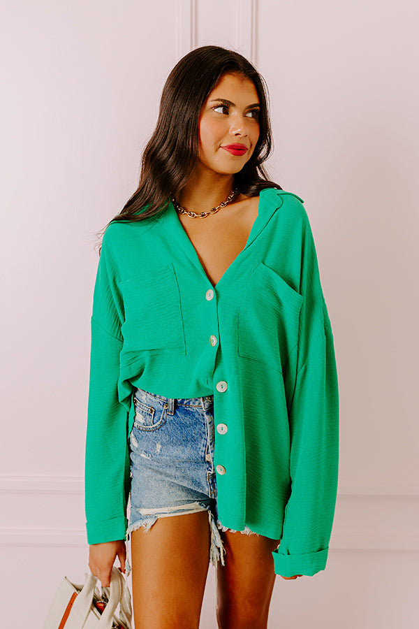 Puerto Vallarta Villa Button Up In Kelly Green