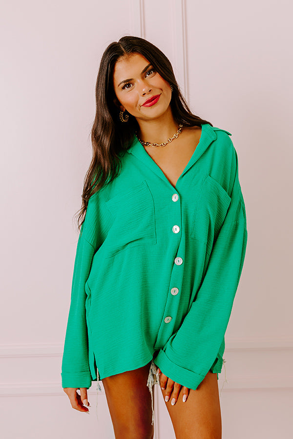 Puerto Vallarta Villa Button Up In Kelly Green