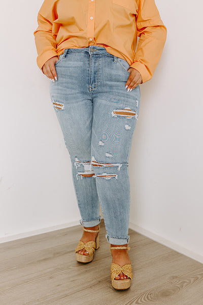 The Nina High Waist Distressed Skinny Curves • Impressions Online