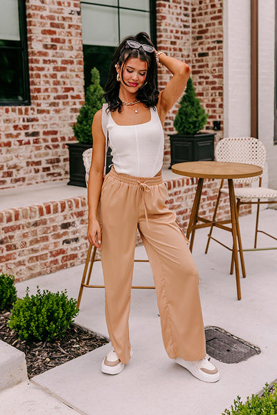 Sure And Steady High Waist Trousers In Tan • Impressions Online Boutique