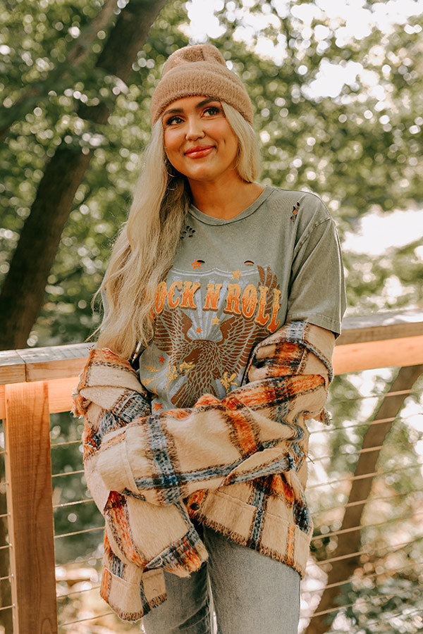 Rock N Roll Distressed Boyfriend Tee
