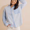 Pure Peace Stripe Button Up In Sky Blue Image - 1
