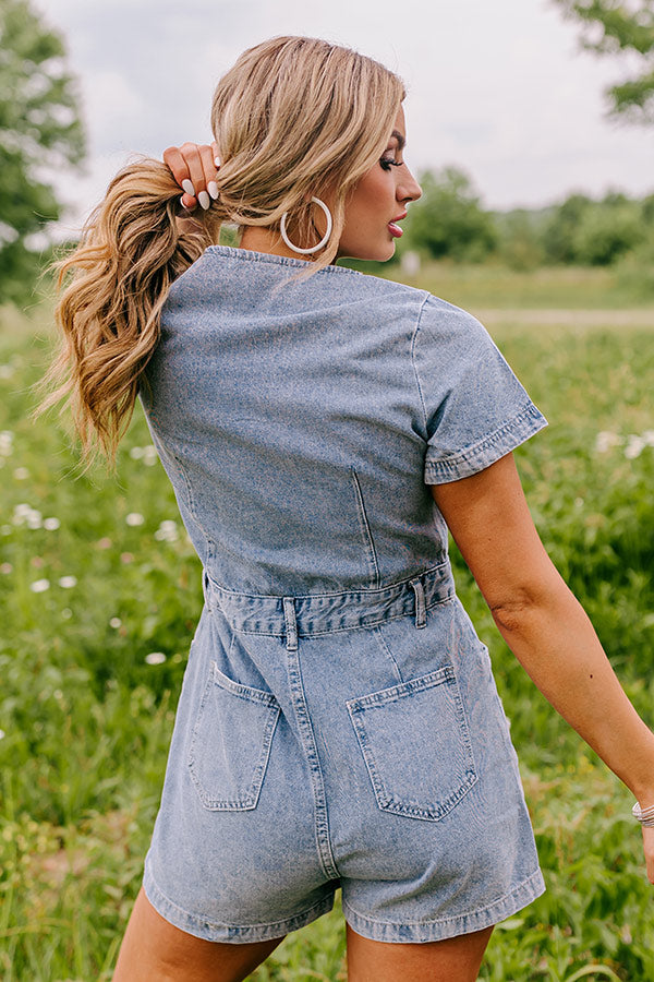 Manhattan Marvels Denim Romper in Medium Wash