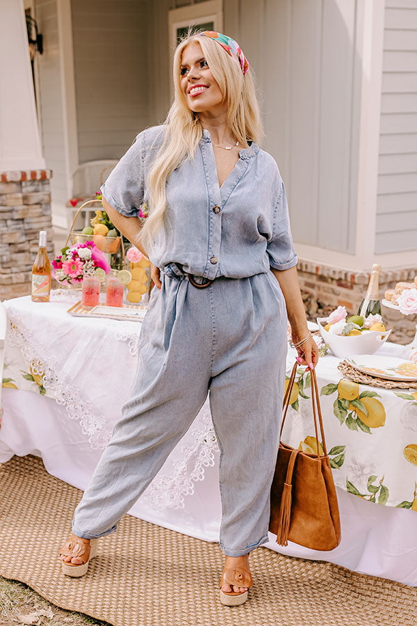 Path to Happiness Chambray Jumpsuit Curves