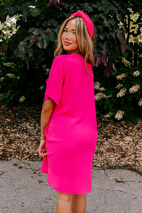 Shoreline Serenade Shift Dress In Hot Pink