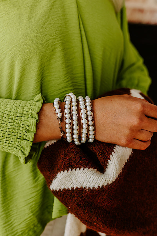 Paris Dreamer Faux Pearl Wrap Bracelet
