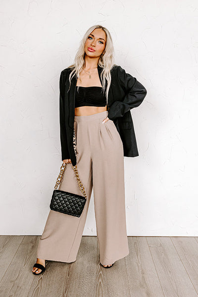 The Maddie High Waist Trousers In Taupe • Impressions Online Boutique