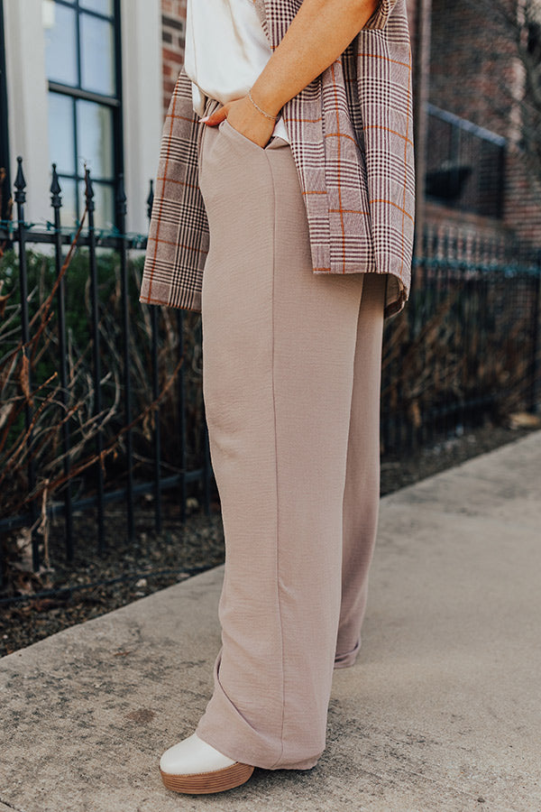 The Maddie High Waist Trousers In Taupe Curves