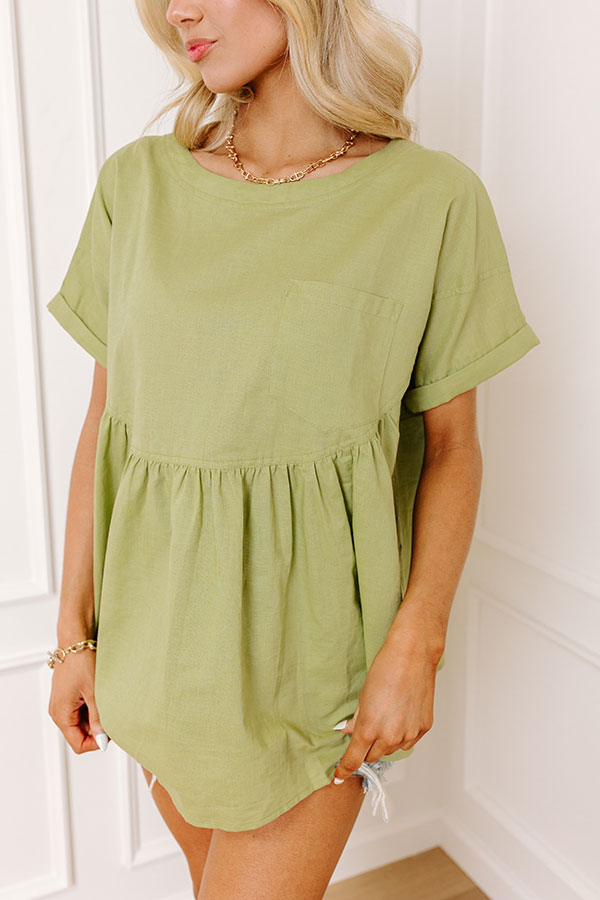 Greek Isles Linen-Blend Babydoll Top In Pear M / Pear Greek Isles Linen-Blend Babydoll Top In Pear M / Pear