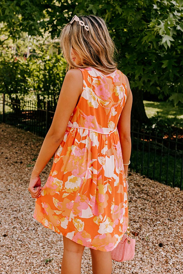 Women's Orange Floral Dresses