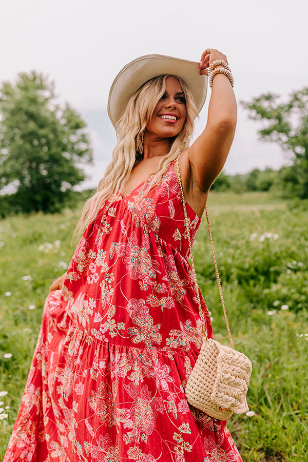 Beachside Bliss Maxi Dress in Red Curves