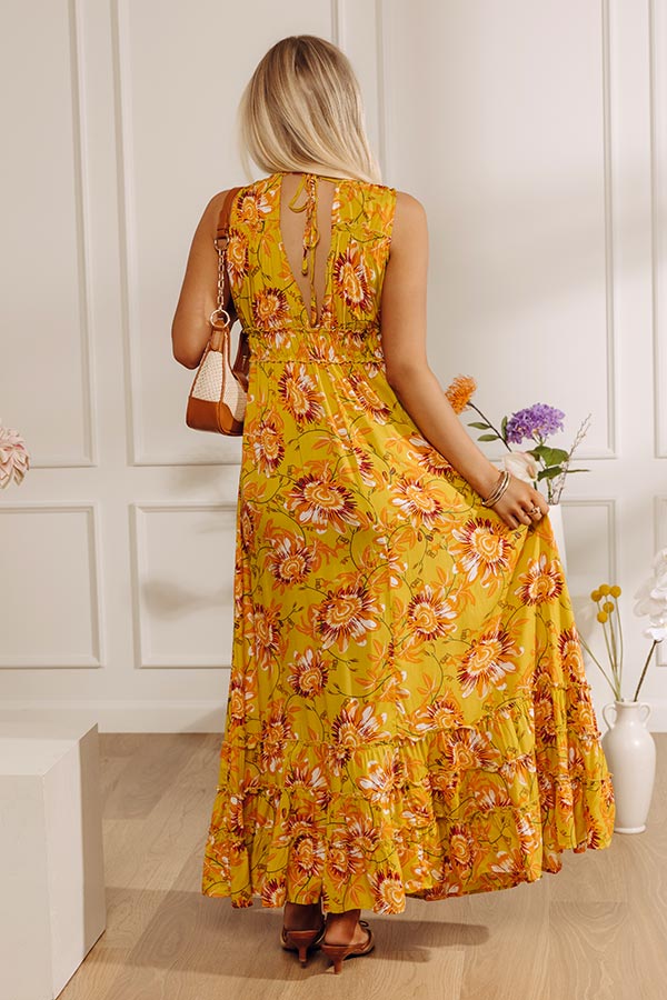 Sunflower Gazing Floral Maxi Dress Image - 3
