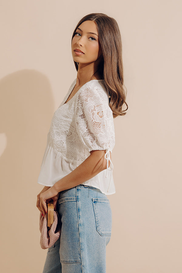 Romance Everywhere Embroidered Top In White Image - 4