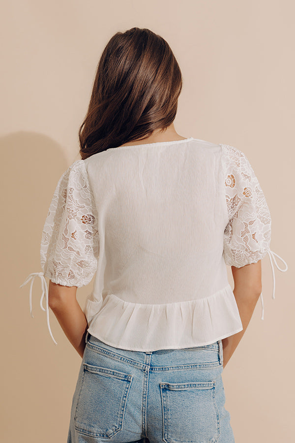 Romance Everywhere Embroidered Top In White Image - 5
