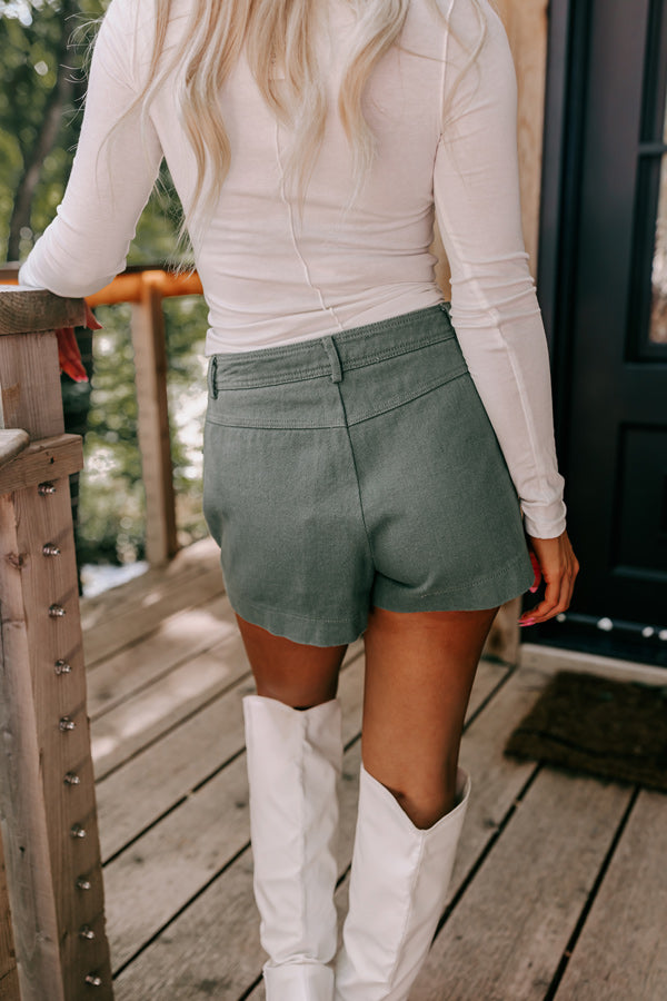 The Aubrielle Denim Skort In Olive