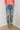  denim medium wash The Beatriz High Waist Distressed Straight Leg Jean 