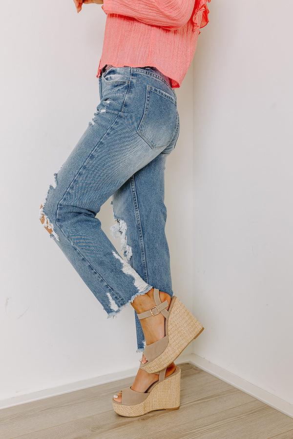 The Beatriz High Waist Distressed Straight Leg Jean