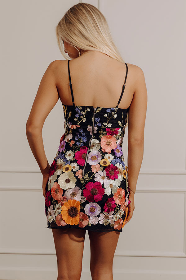 Stunning Views Embroidered Mini Dress In Black Image - 4