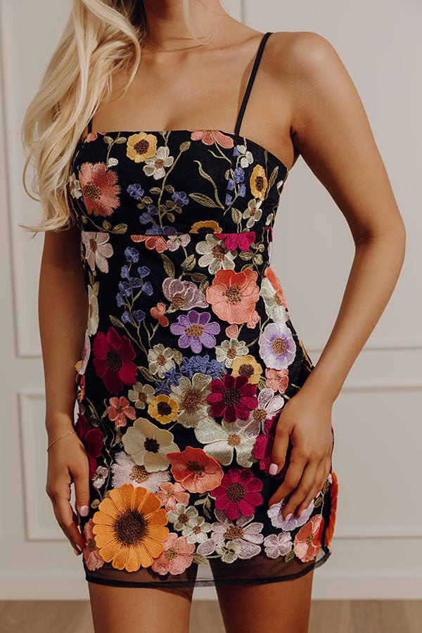 Stunning Views Embroidered Mini Dress In Black Image - 2