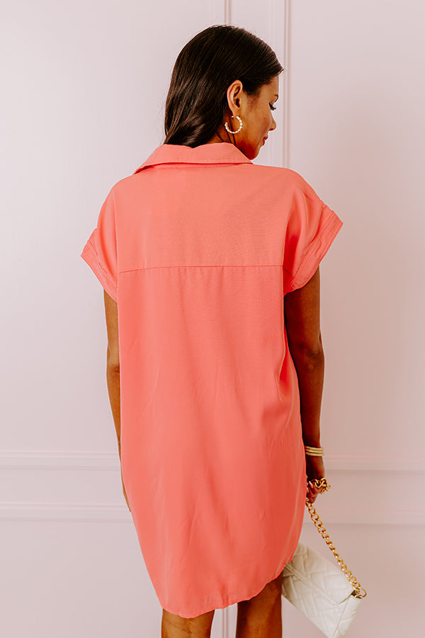 Effortless Radiance Shift Dress in Coral