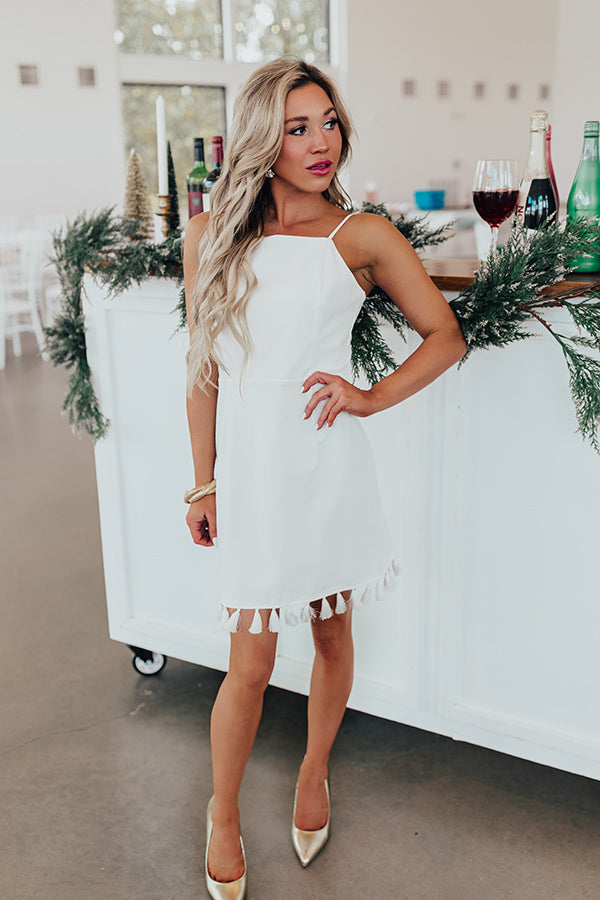 Peak Party Vibes Tassel Mini Dress in White S / White Peak Party Vibes Tassel Mini Dress in White S / White