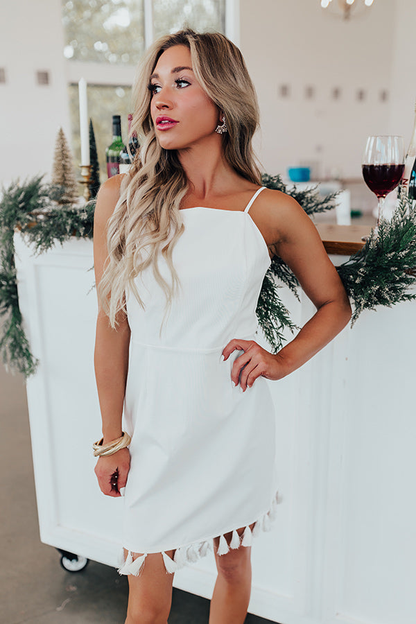 Peak Party Vibes Tassel Mini Dress in White S / White Peak Party Vibes Tassel Mini Dress in White S / White