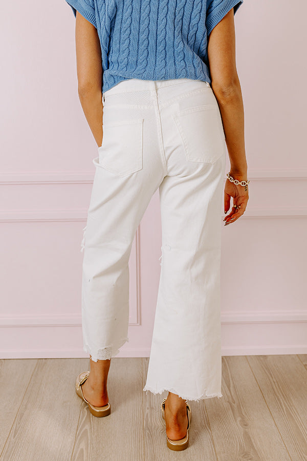 The Averie High Waist Distressed Straight Leg Jean in Ivory