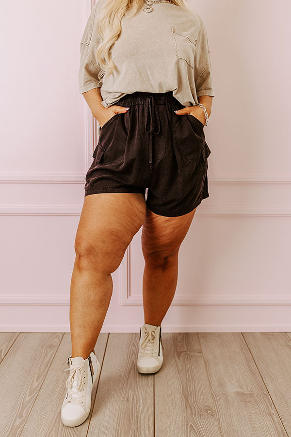 The Aleena High Waist Shorts In Vintage Black Curves