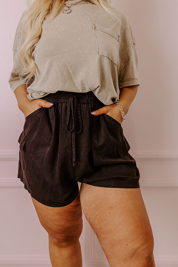 The Aleena High Waist Shorts In Vintage Black Curves   