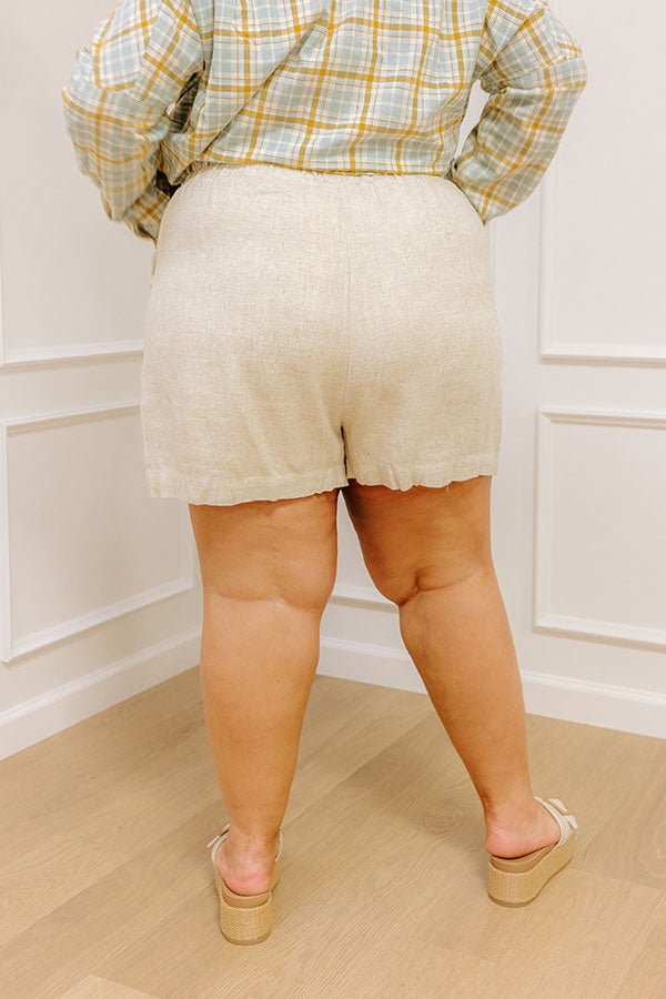 The Beatriz High Waist Linen-Blend Shorts Curves   