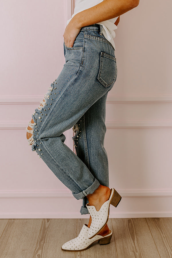 The Quinton High Waist Embellished Straight Leg Jean