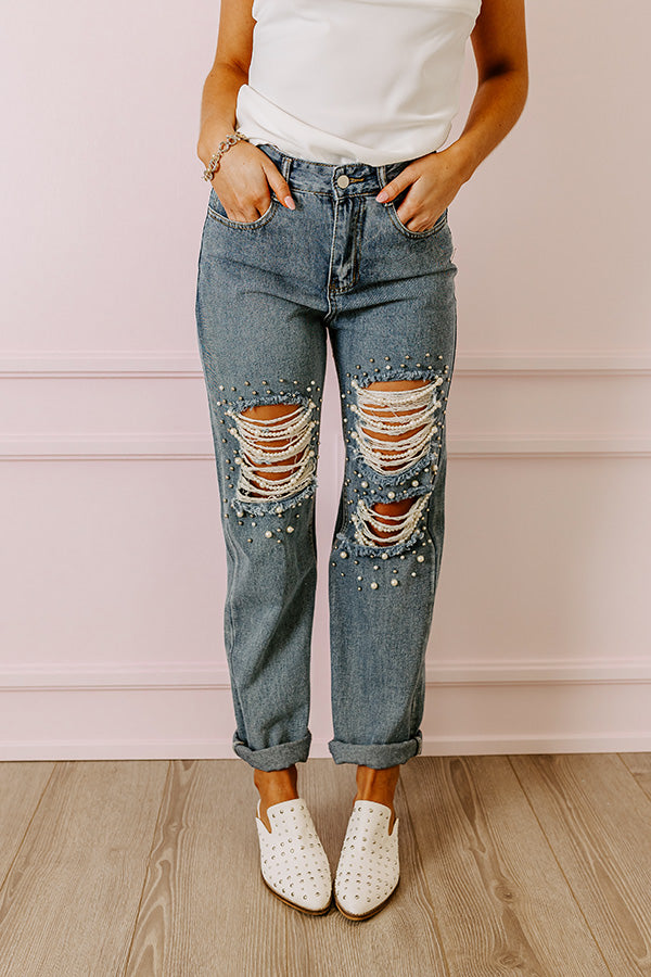 The Quinton High Waist Embellished Straight Leg Jean