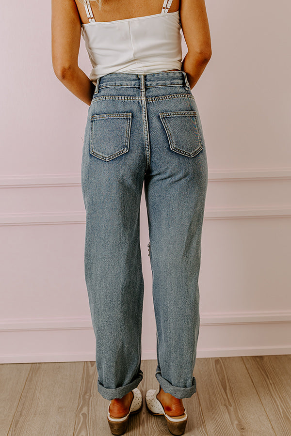 The Quinton High Waist Embellished Straight Leg Jean