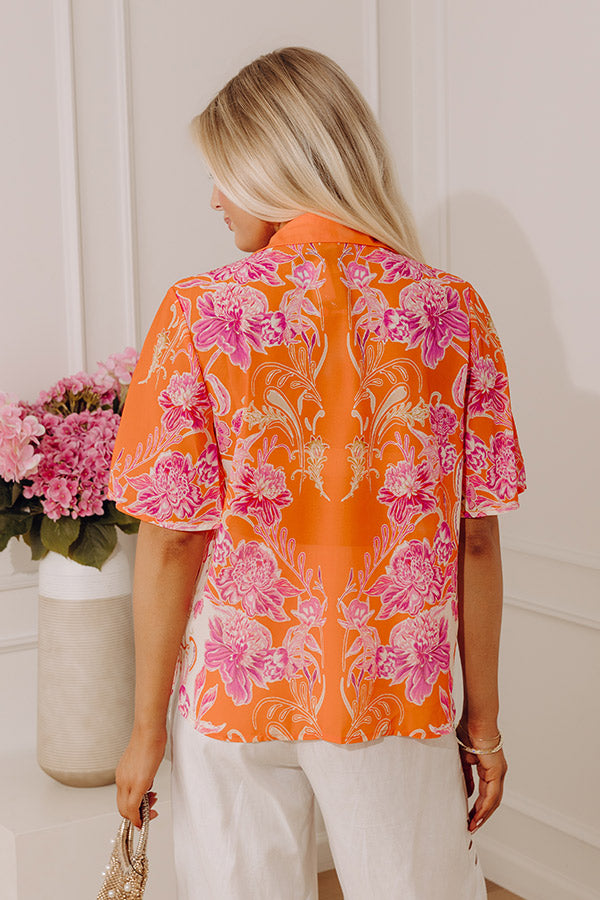 Coastal Call Button Up in Orange Image - 2