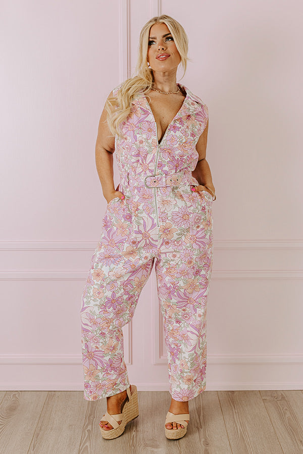 In Full Bloom Denim Jumpsuit Curves