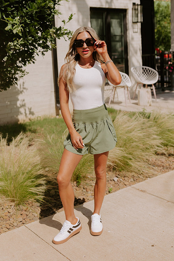 Strive For Greatness High Waist Shorts In Olive