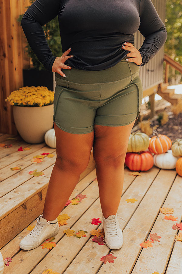 Strive For Greatness High Waist Shorts In Olive Curves