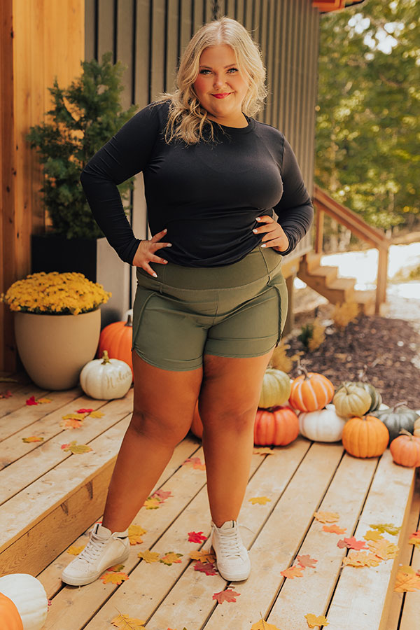 Strive For Greatness High Waist Shorts In Olive Curves