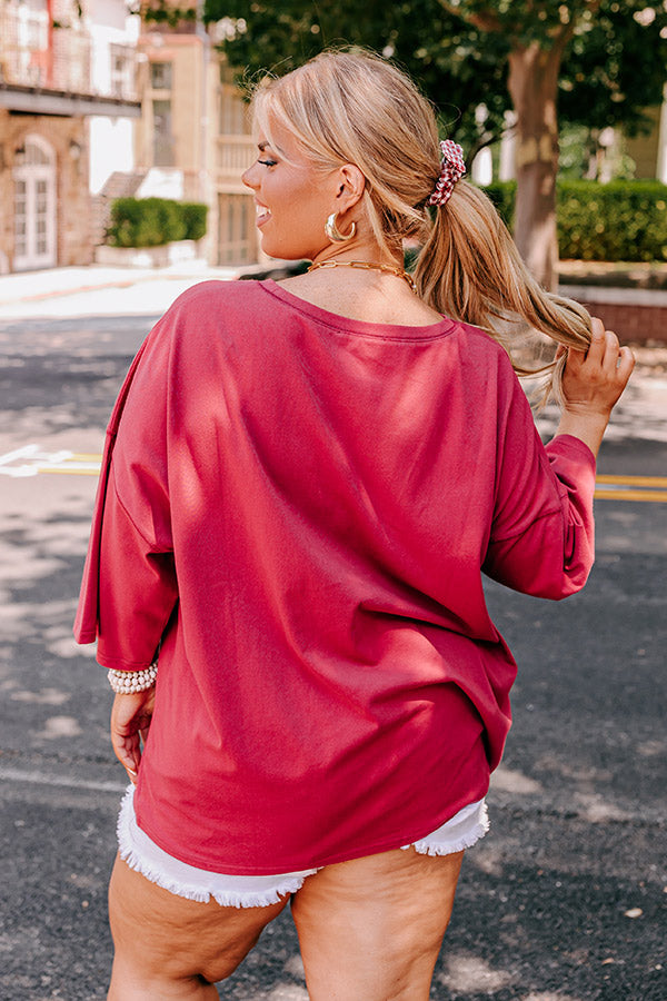 Brightest Star Sequin Oversized Tee in Red Curves