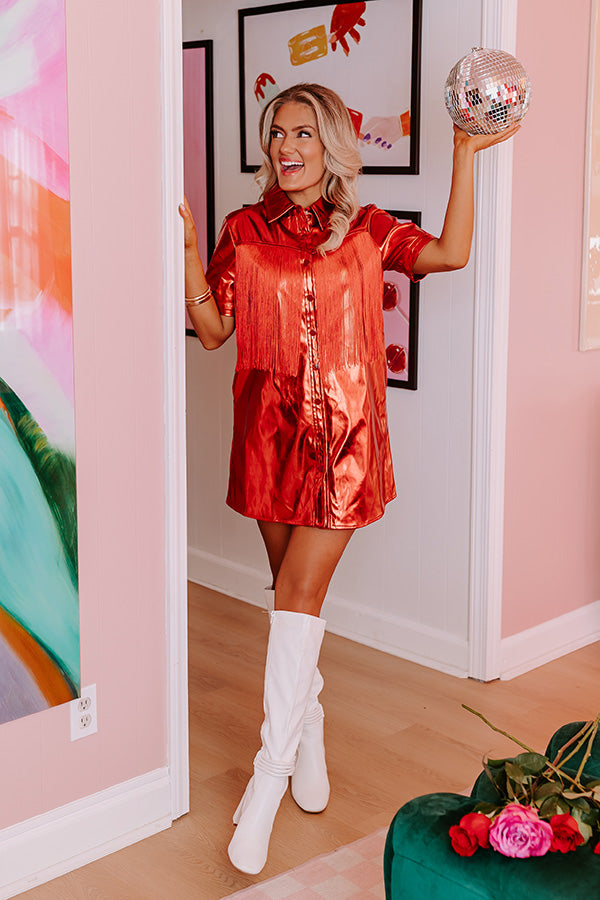 First And Fabulous Metallic Mini Dress in Red First And Fabulous Metallic Mini Dress in Red