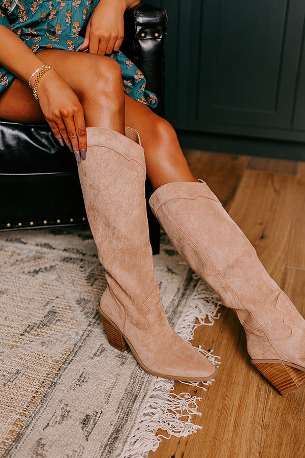 The Torra Faux Suede Knee High Boot in Iced Latte