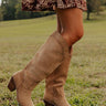 Classy Faux Suede Knee High Boot in Iced Latte Image - 1