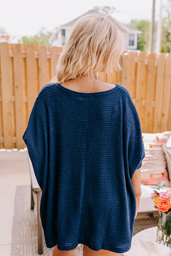 Saturdays Down South Waffle Knit Top In Navy Curves
