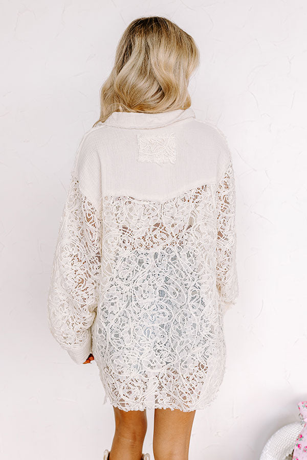 Midwest Wonderful Lace Button Up S / ivory Midwest Wonderful Lace Button Up S / ivory