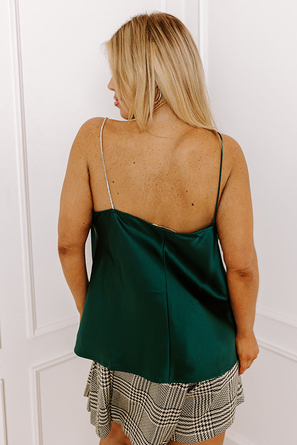 Stay Sophisticated Satin Top In Hunter Green Curves