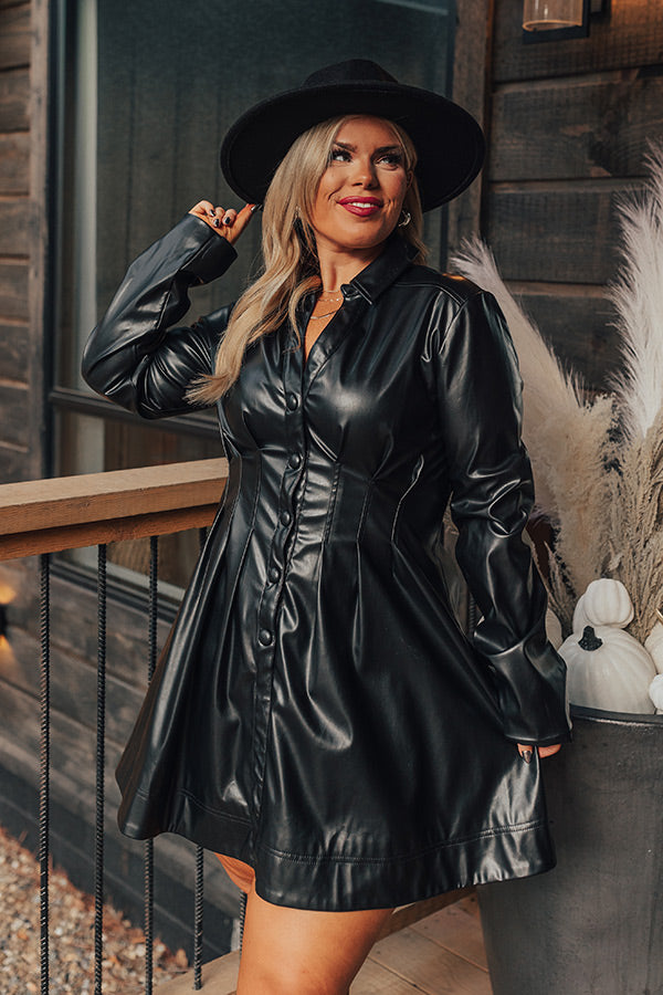 Mostly Amused Faux Leather Dress in Black Curves Mostly Amused Faux Leather Dress in Black Curves