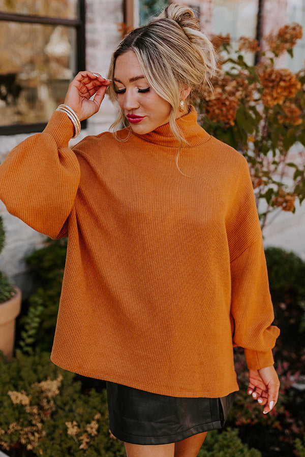 Easy To Style Ribbed Sweater Top in Camel